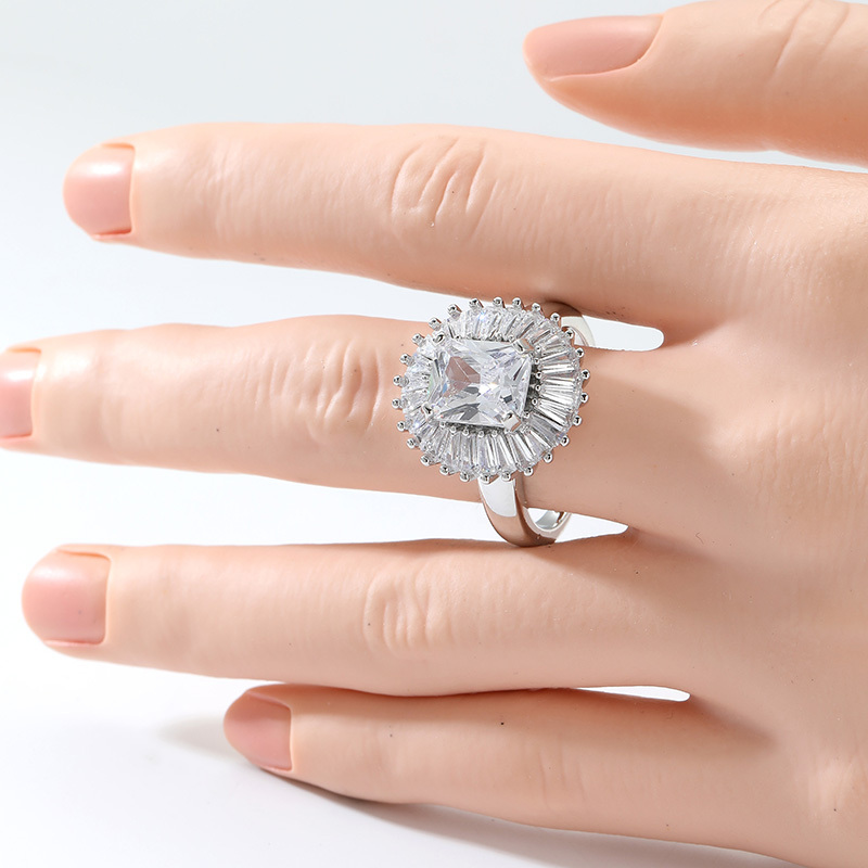 Women's Geometric Synthetic Cubic Zirconia Ring, Elegant Accessory